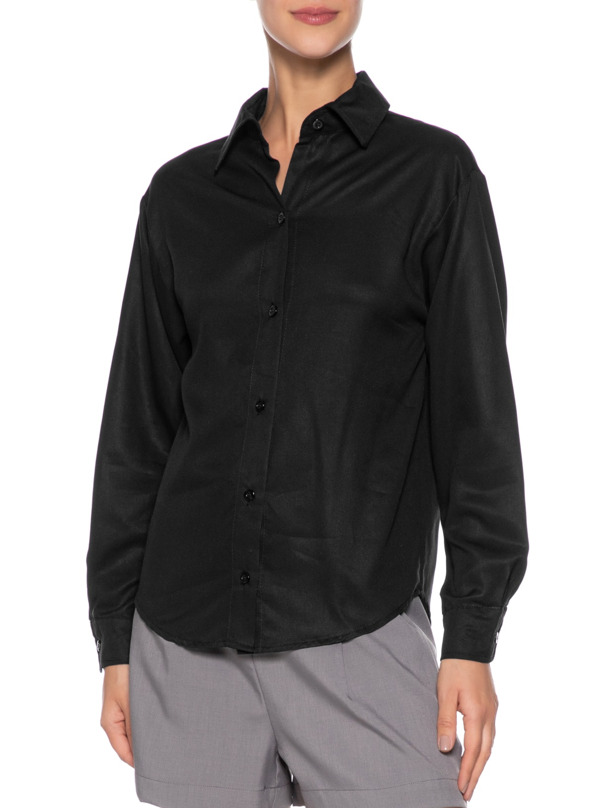 Camisa Feminina Oversized Preto Basiq