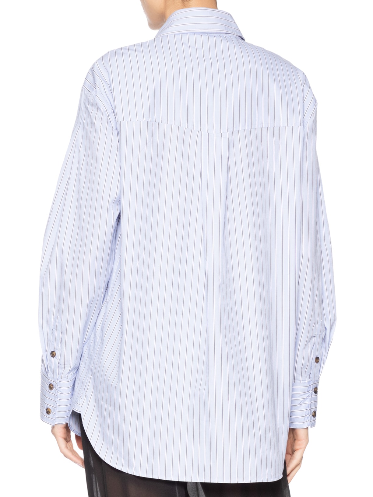 Camisa Feminina Oversized Stripe Cotton Azul Ganni