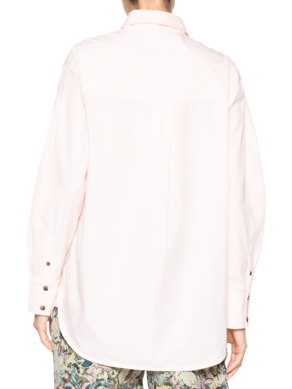 Camisa Feminina Oversized Stripe Cotton Rosa Ganni