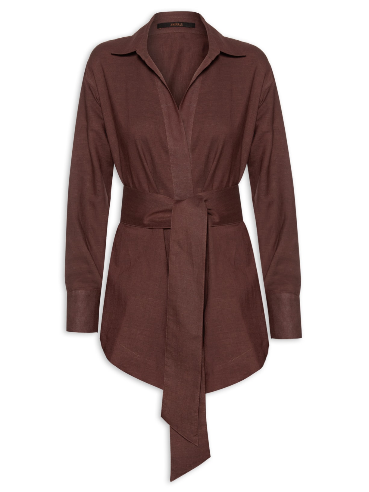 Camisa Feminina Overtop Transpassada - Marrom