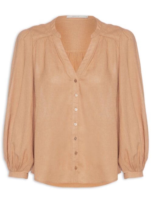 Camisa Feminina Pala Franzida - Bege