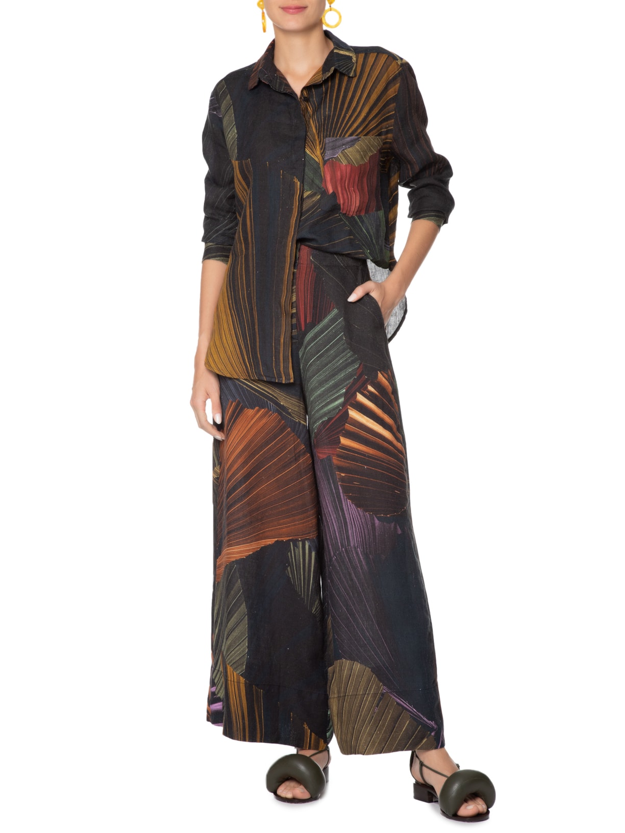 Camisa Feminina Palm Color Laranja Osklen