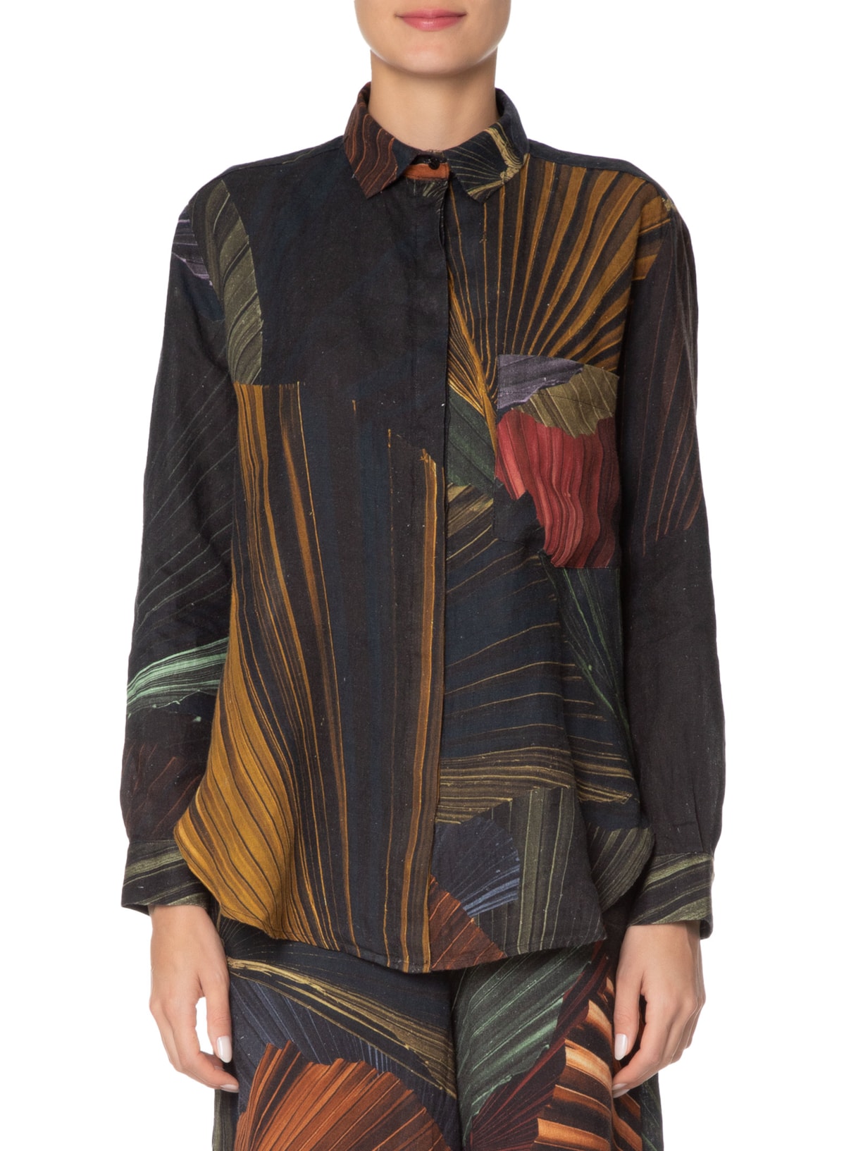 Camisa Feminina Palm Color Laranja Osklen