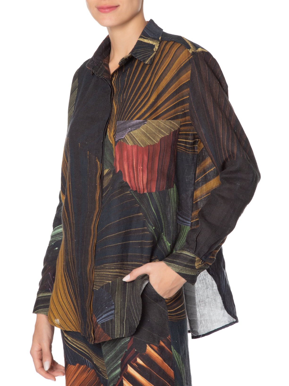 Camisa Feminina Palm Color Laranja Osklen