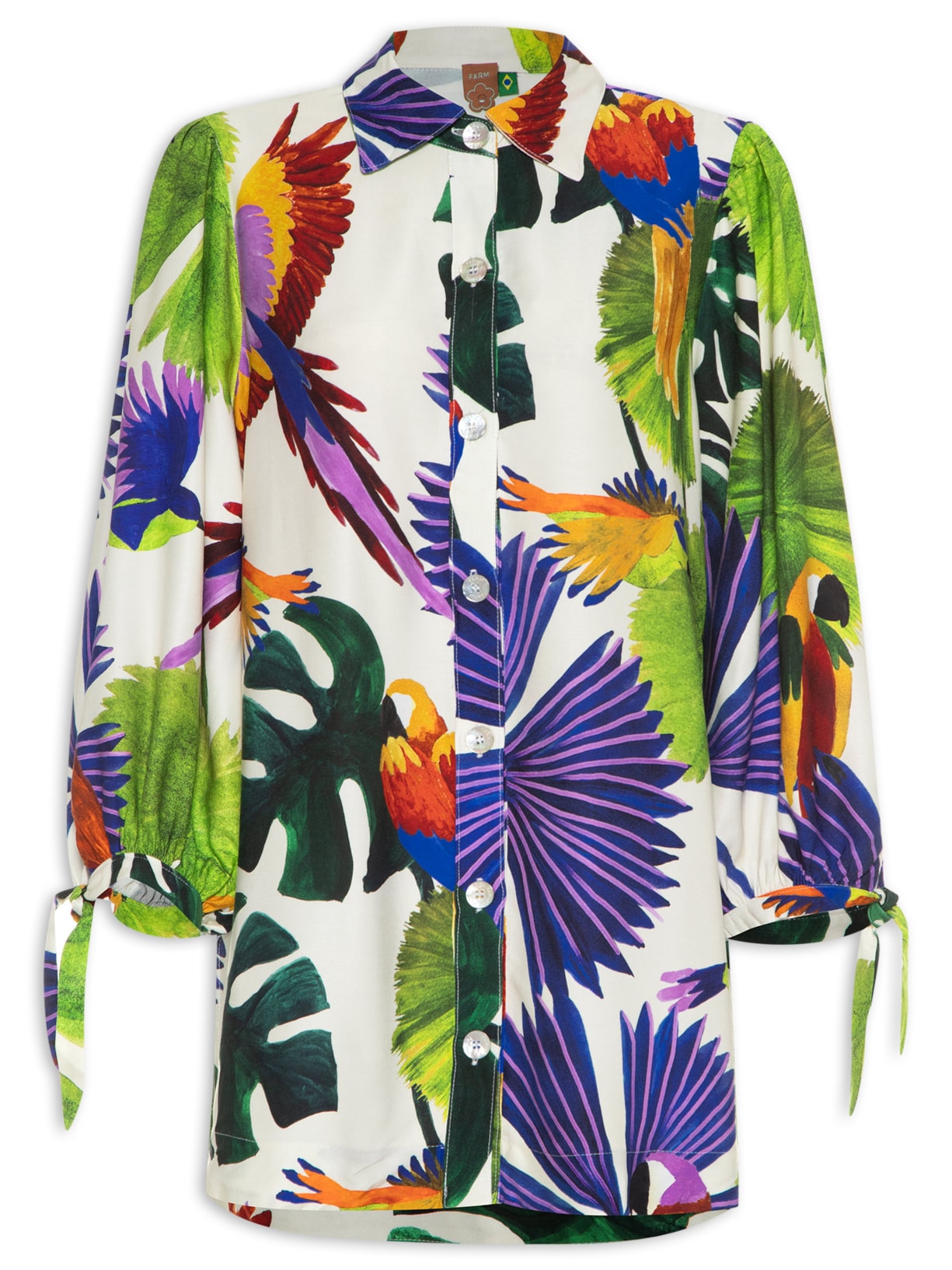 Camisa Feminina Pássaros Pintados - Branco