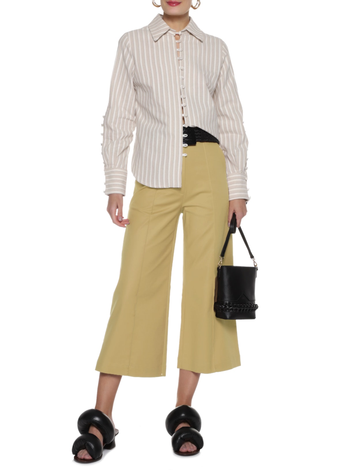 Camisa Feminina Pismo Listrado Bege Cruise