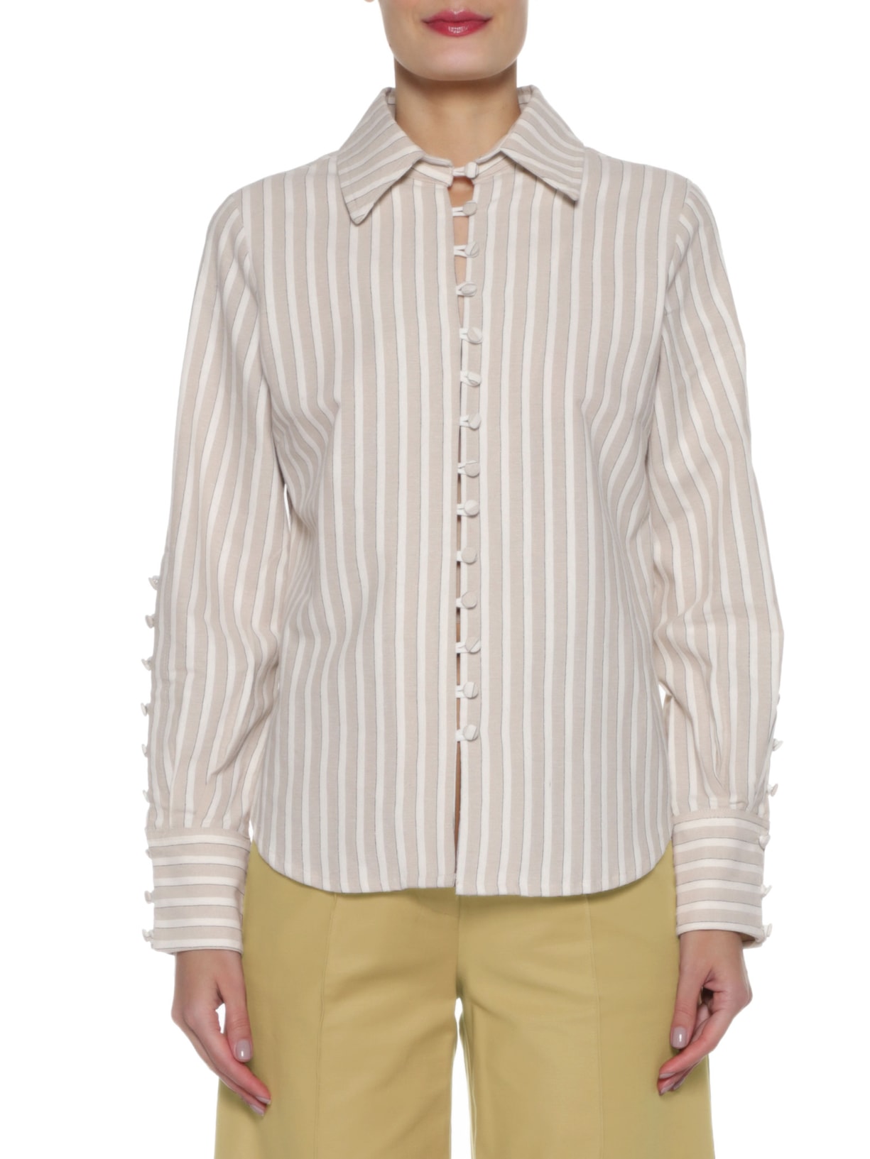 Camisa Feminina Pismo Listrado Bege Cruise