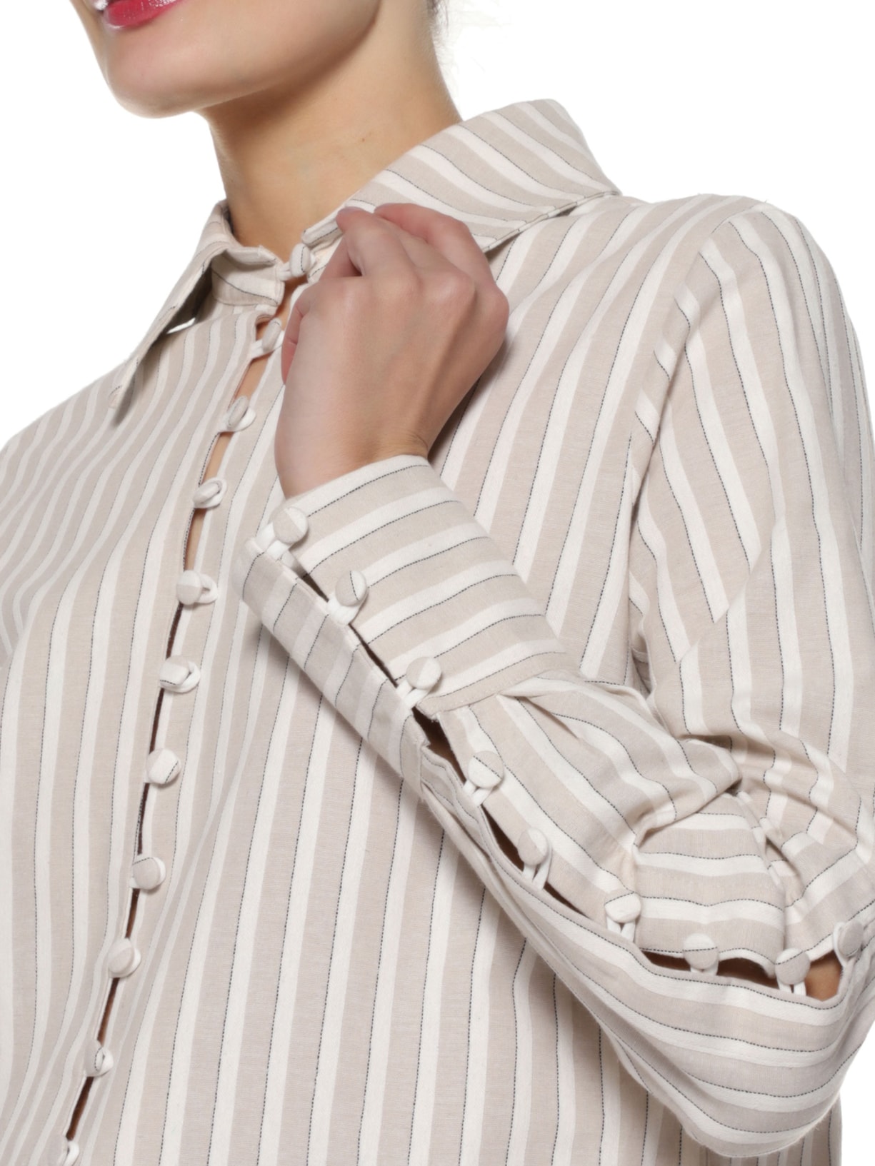 Camisa Feminina Pismo Listrado Bege Cruise