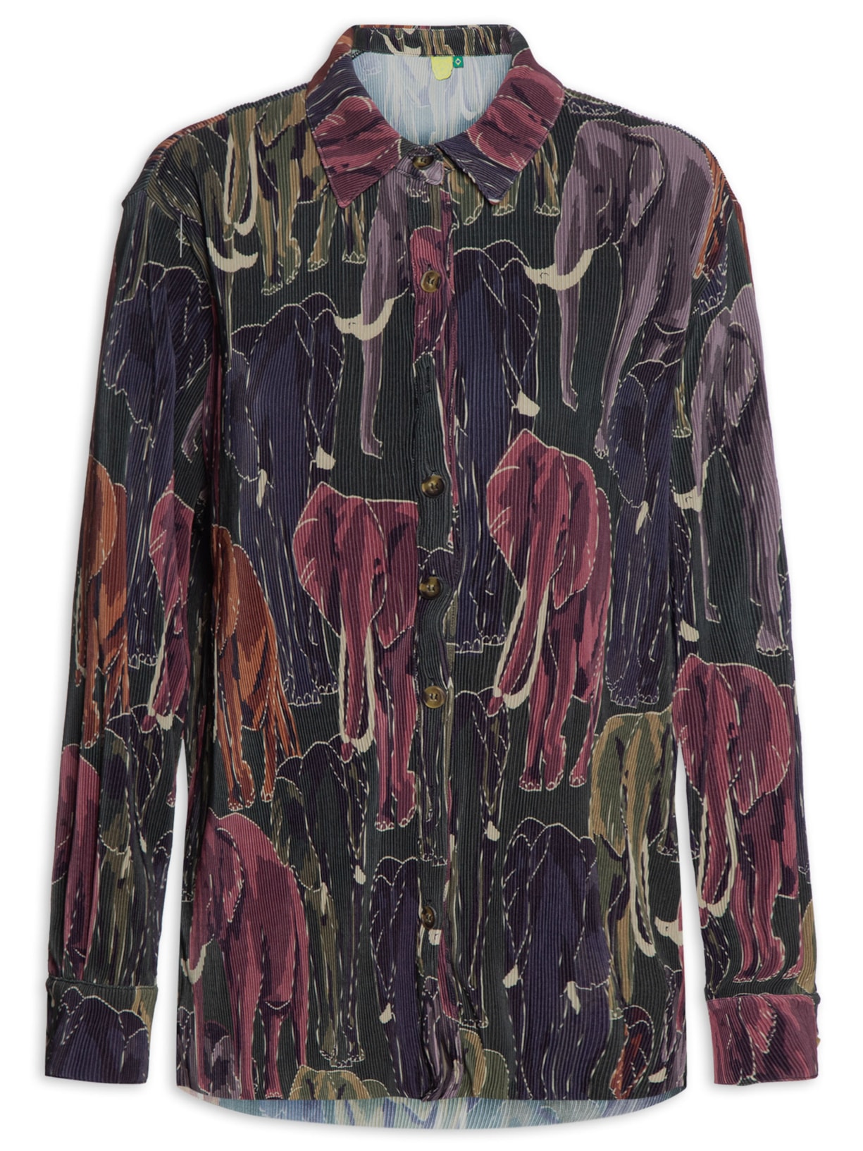 Camisa Feminina Plissada Elefantes - Verde