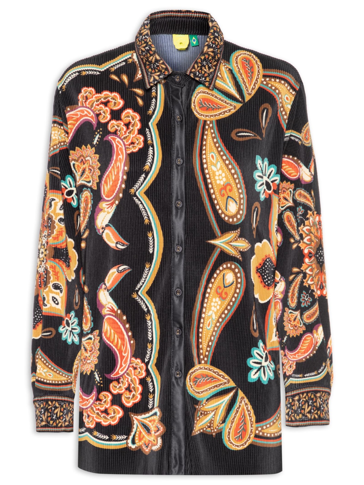 Camisa Feminina Plissada Lenço Boho - Preto