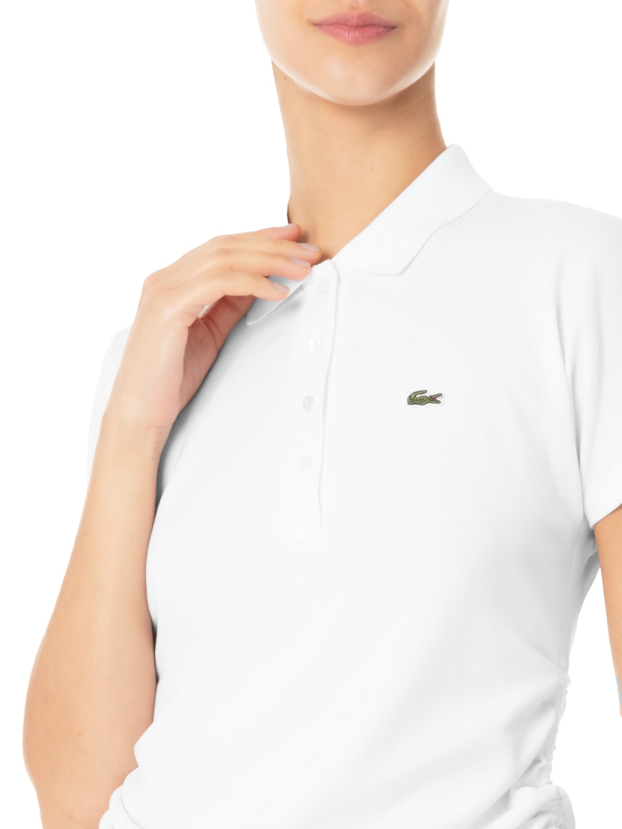 Camisa Feminina Polo Ajustável Piquet Corte Ajustado Branco Lacoste