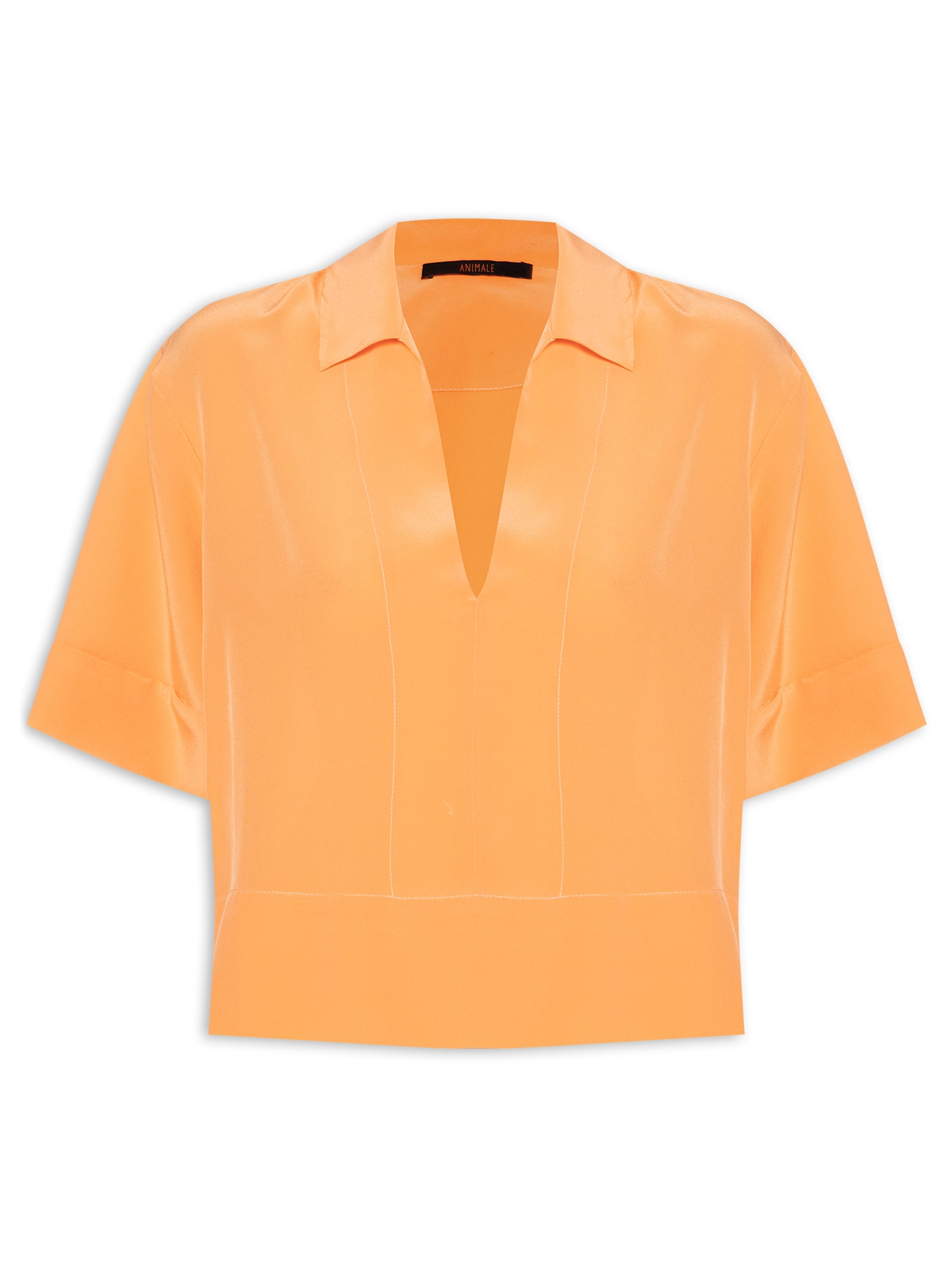 Camisa Feminina Polo Ampla Mock - Animale - Laranja