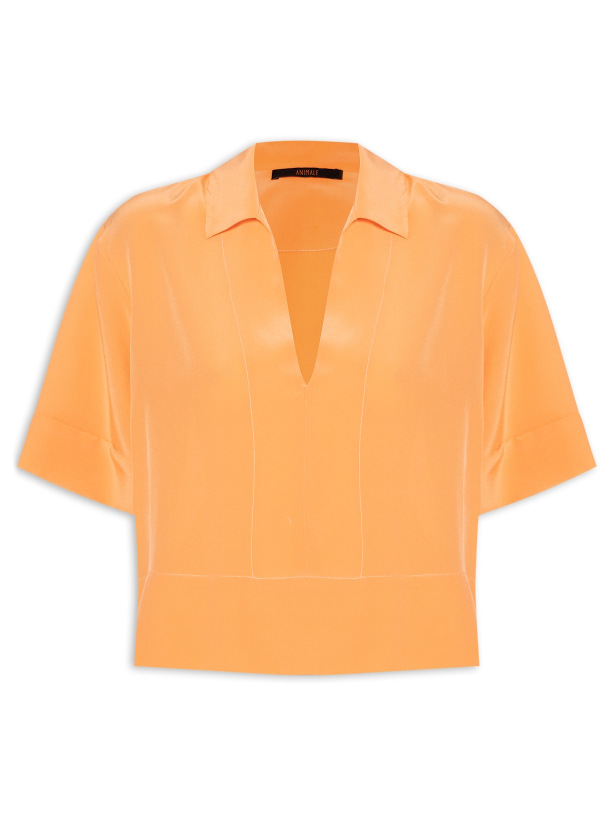 Camisa Feminina Polo Ampla Mock Laranja Animale