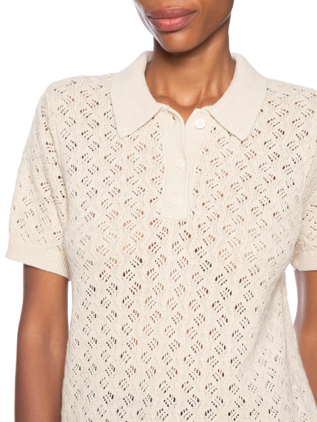 Camisa Feminina Polo Lavender Pointelle Bege Levi's