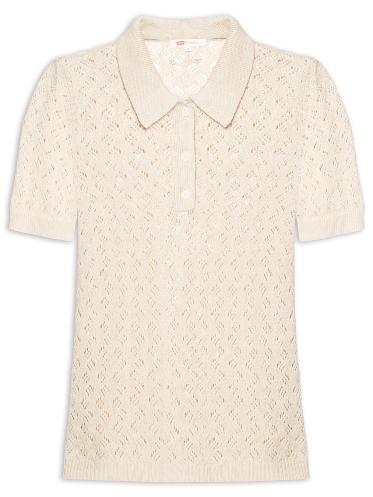 Camisa Feminina Polo Lavender Pointelle - Bege