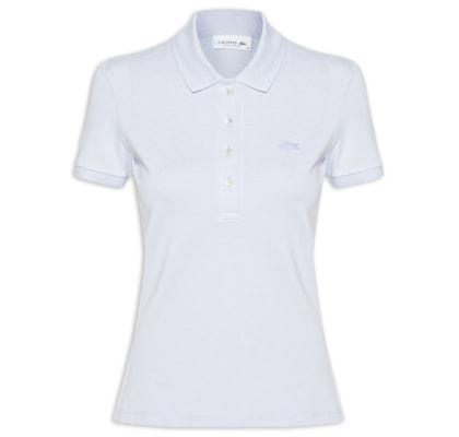 Camisa Feminina Polo Mini-Piqué Stretch Slim Fit - Azul