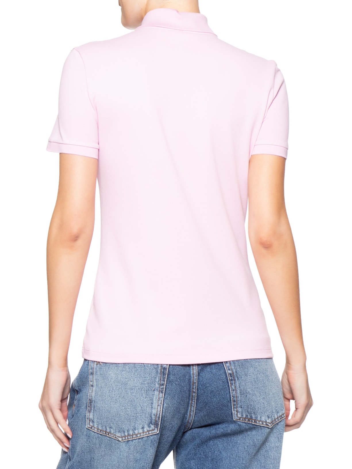 Camisa Feminina Polo Mini-Piqué Stretch Slim Fit Rosa Lacoste