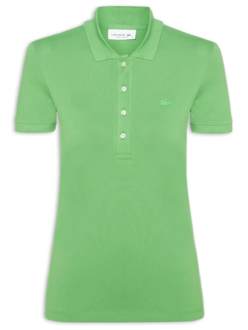 Camisa Feminina Polo Mini-Piqué Stretch Slim Fit - Verde