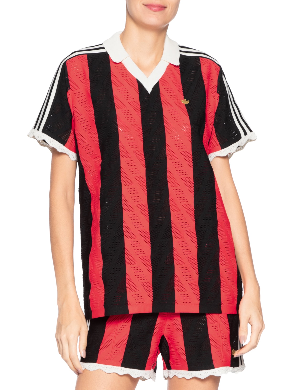 Camisa Feminina Polo Vermelho Adidas Originals
