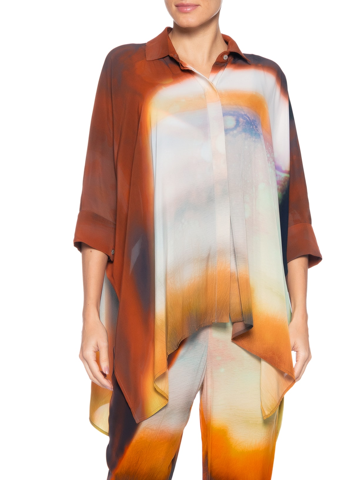 Camisa Feminina Pontas Marrom Lenny Niemeyer