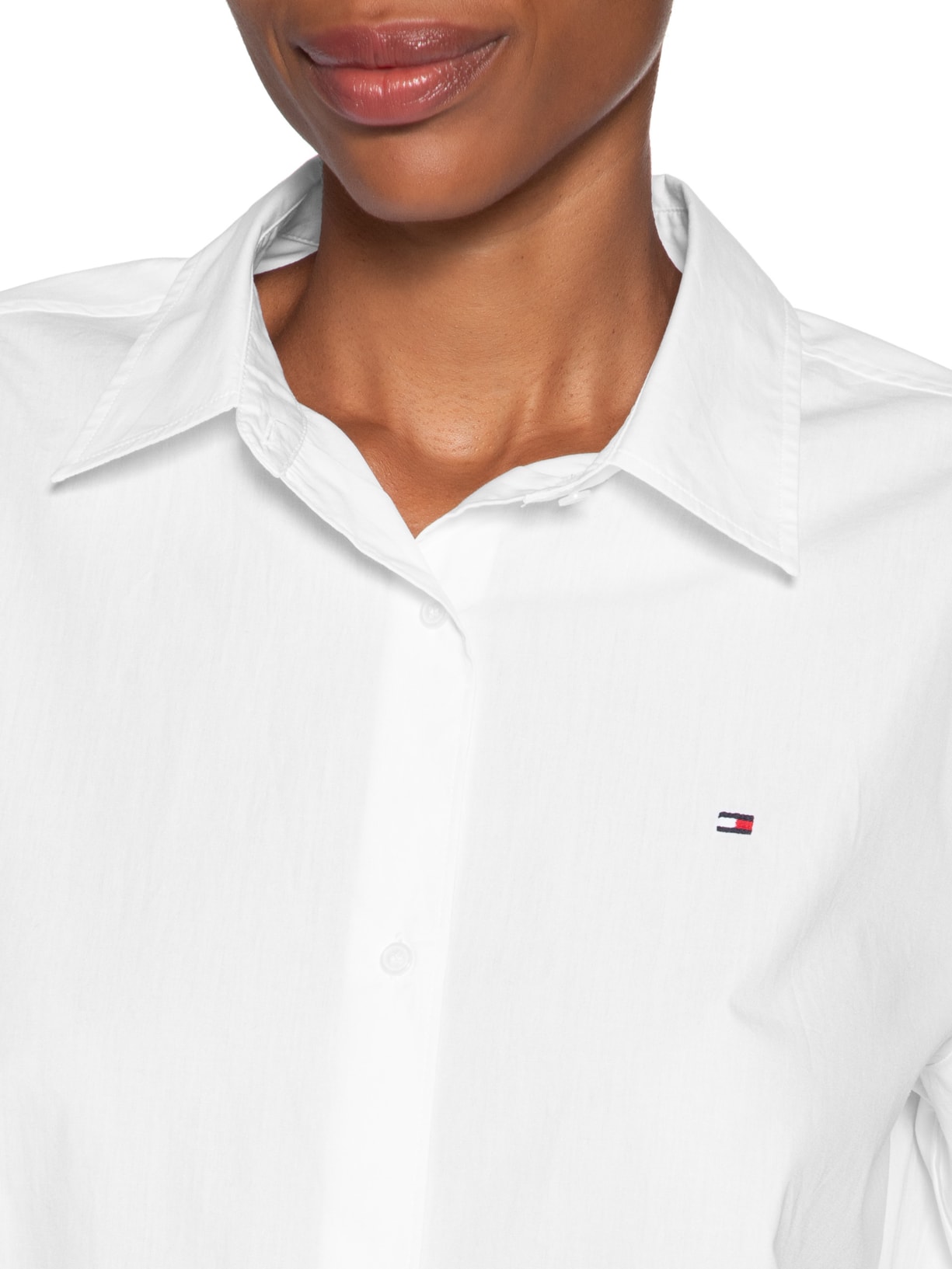 Camisa Feminina Poplin Easy Fit Shirt Branco Tommy Hilfiger