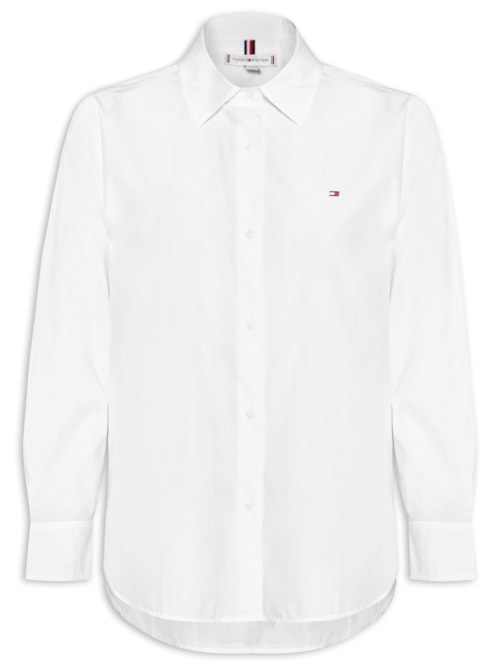 Camisa Feminina Poplin Easy Fit Shirt - Branco