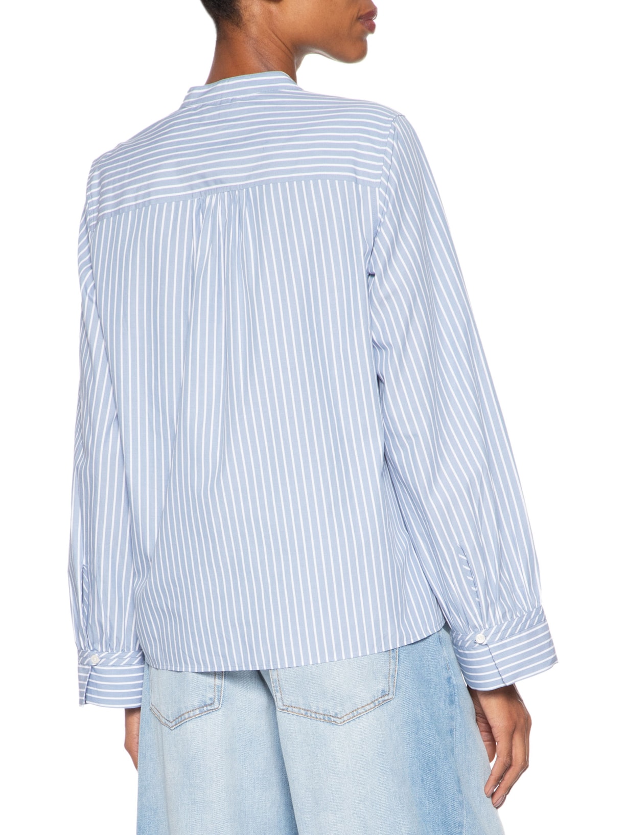 Camisa Feminina Poplin V-NK Blouse Azul Tommy Hilfiger