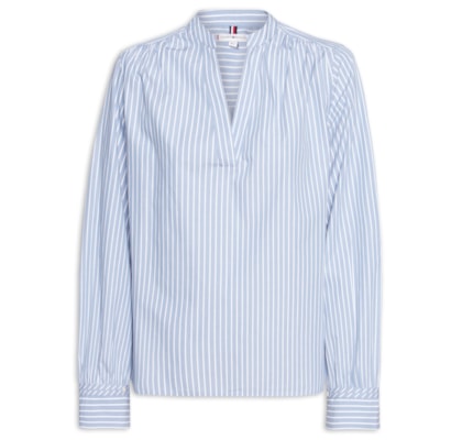 Camisa Feminina Poplin V-NK Blouse - Azul