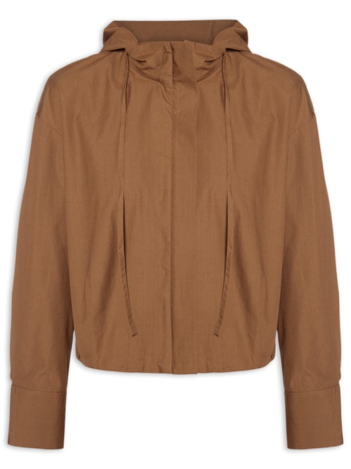 Camisa Feminina Pregas Capuz - Marrom