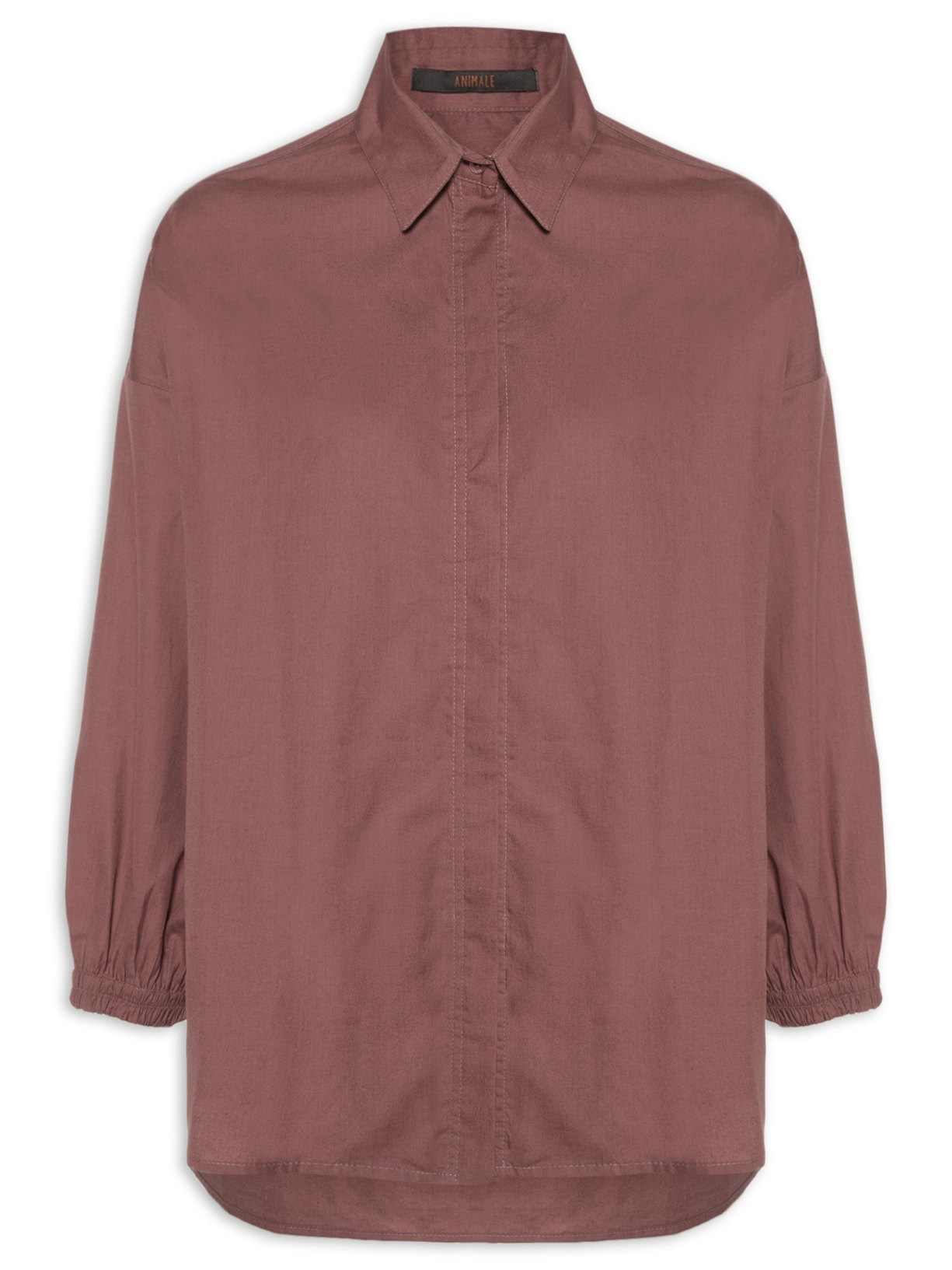 Camisa Feminina Punho Elástico Marrom Animale