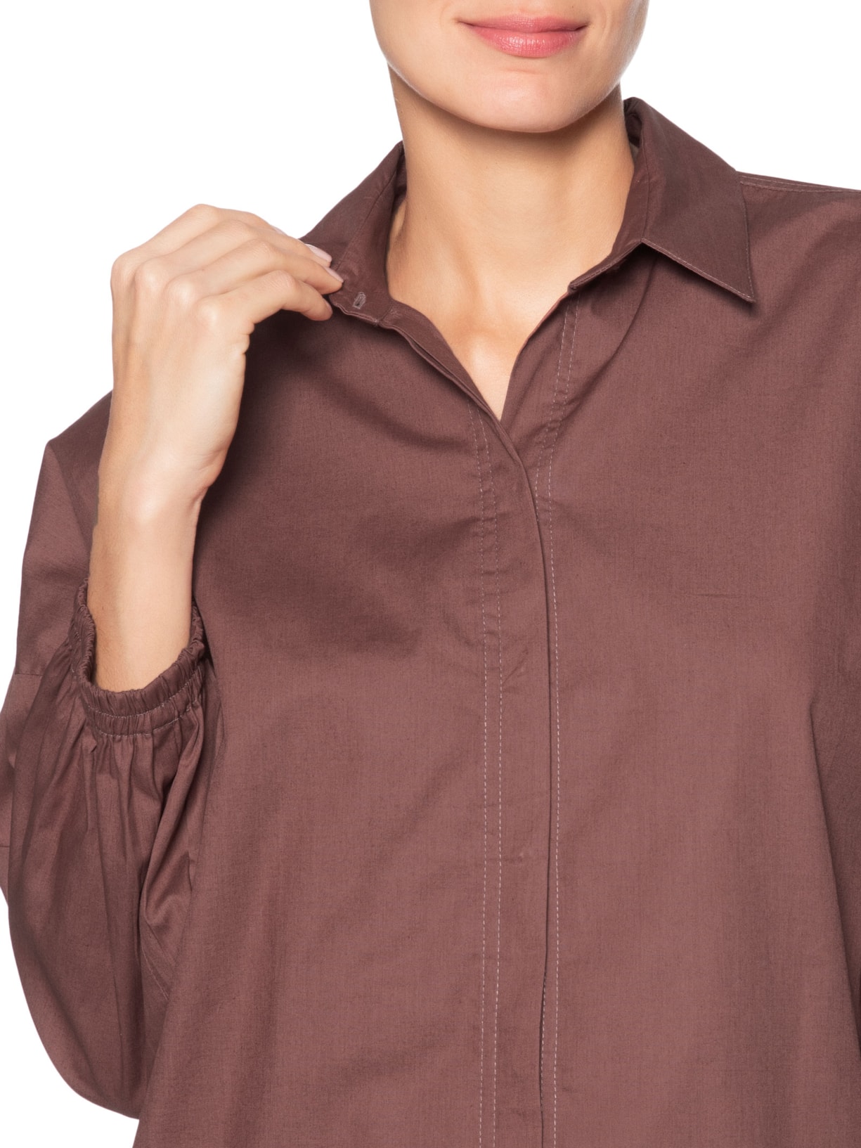 Camisa Feminina Punho Elástico Marrom Animale