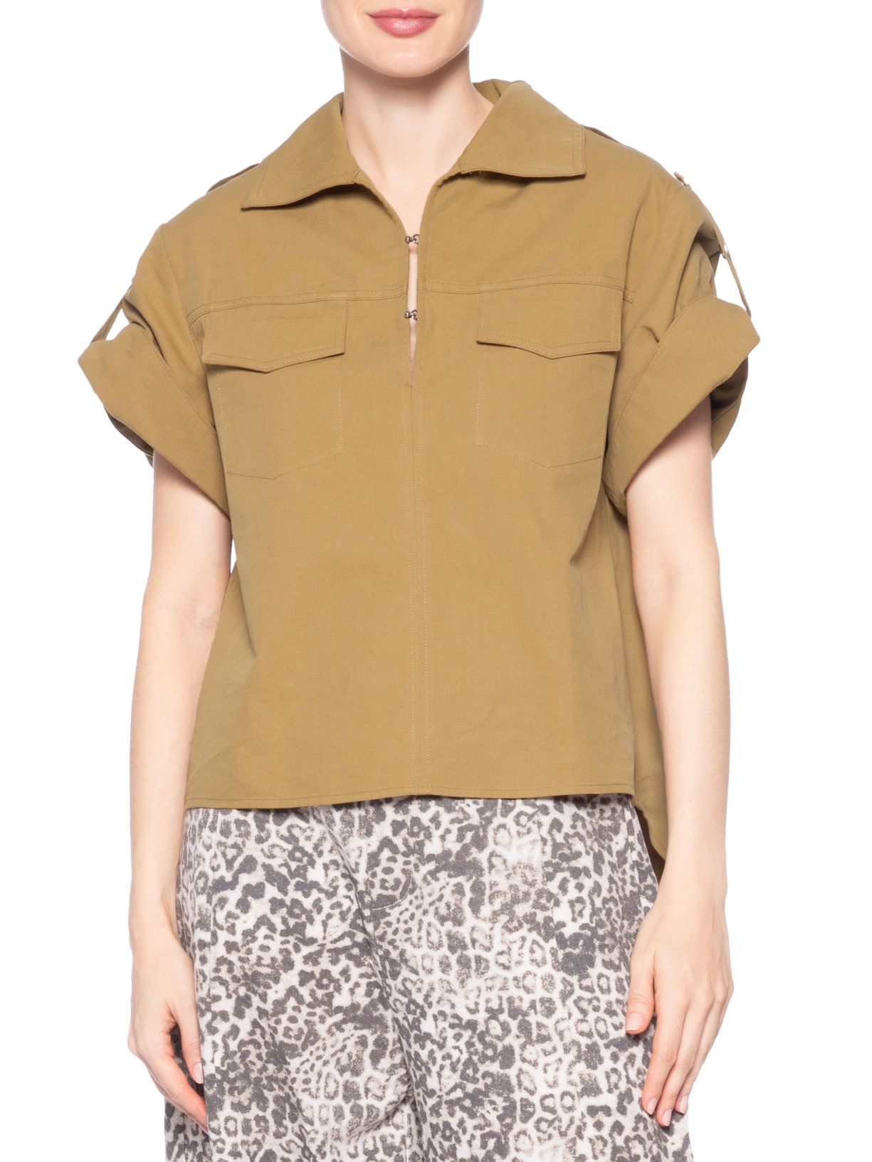 Camisa Feminina Rebite com Botões Marrom Animale Jeans