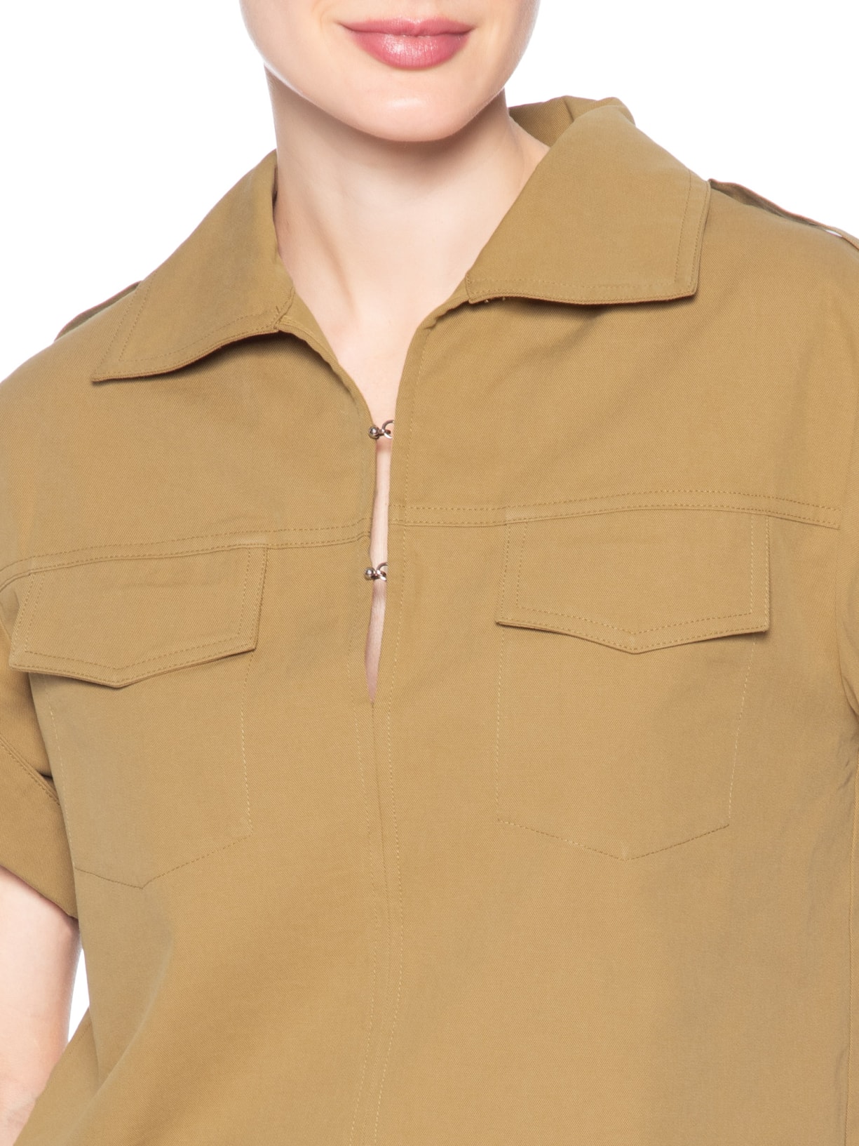 Camisa Feminina Rebite com Botões Marrom Animale Jeans