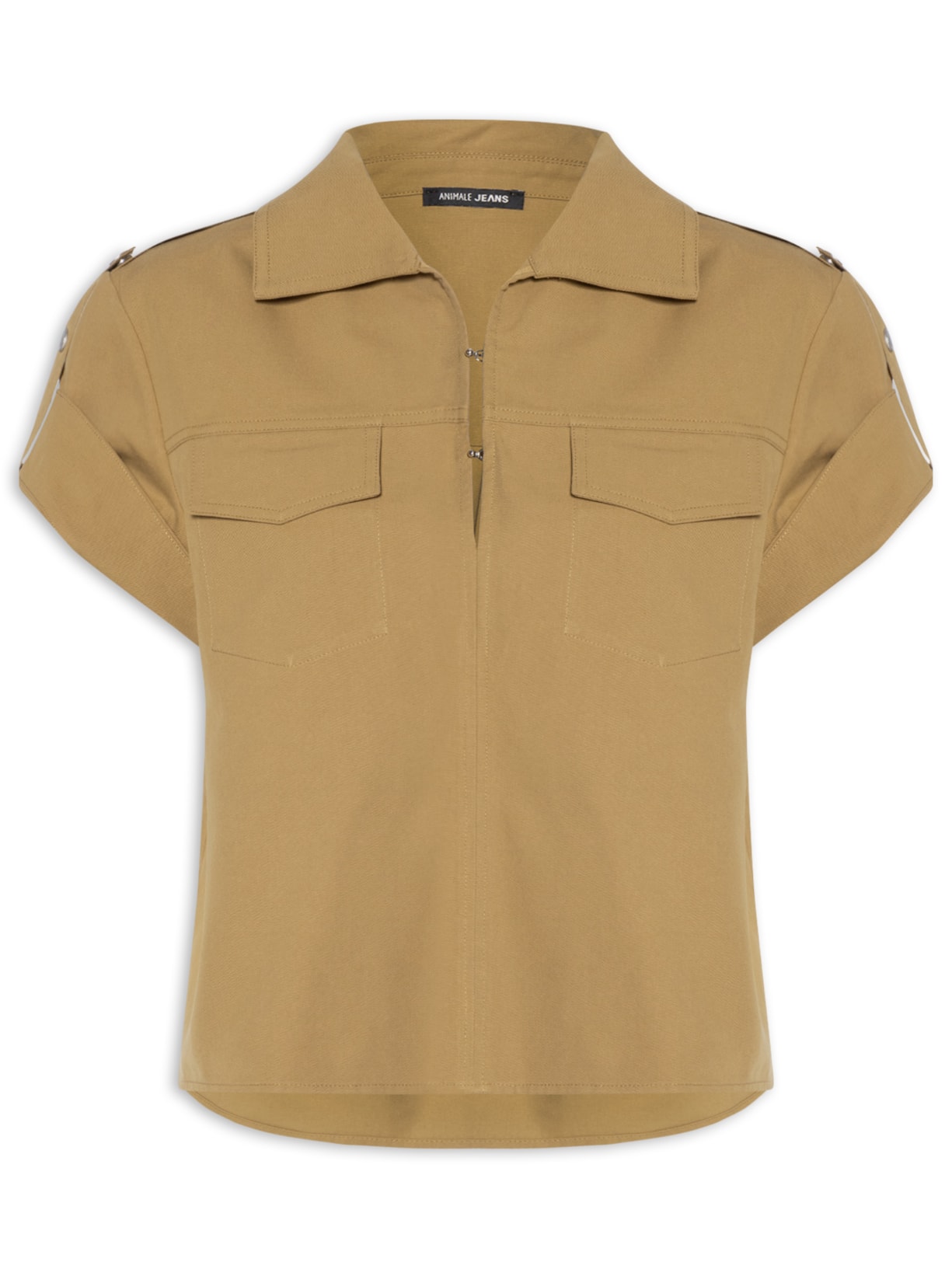 Camisa Feminina Rebite com Botões – Marrom Animale Jeans