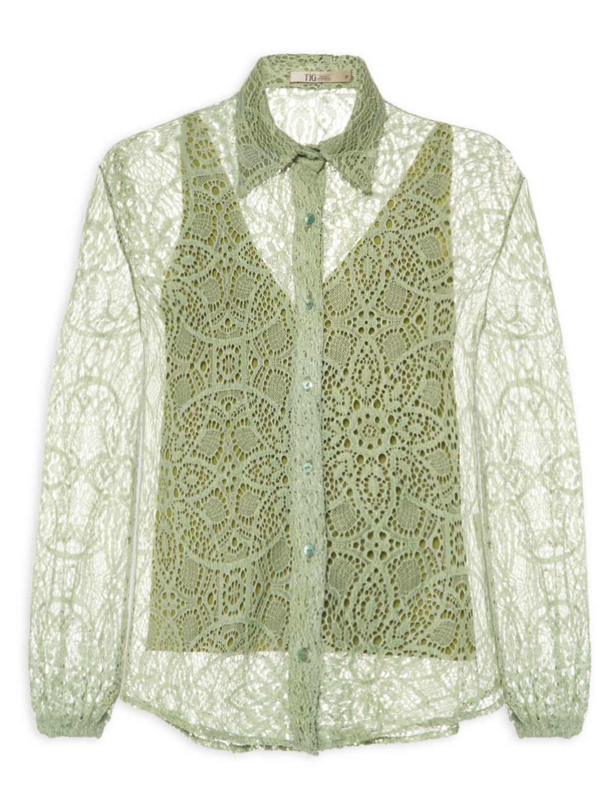 Camisa Feminina Renda - Verde