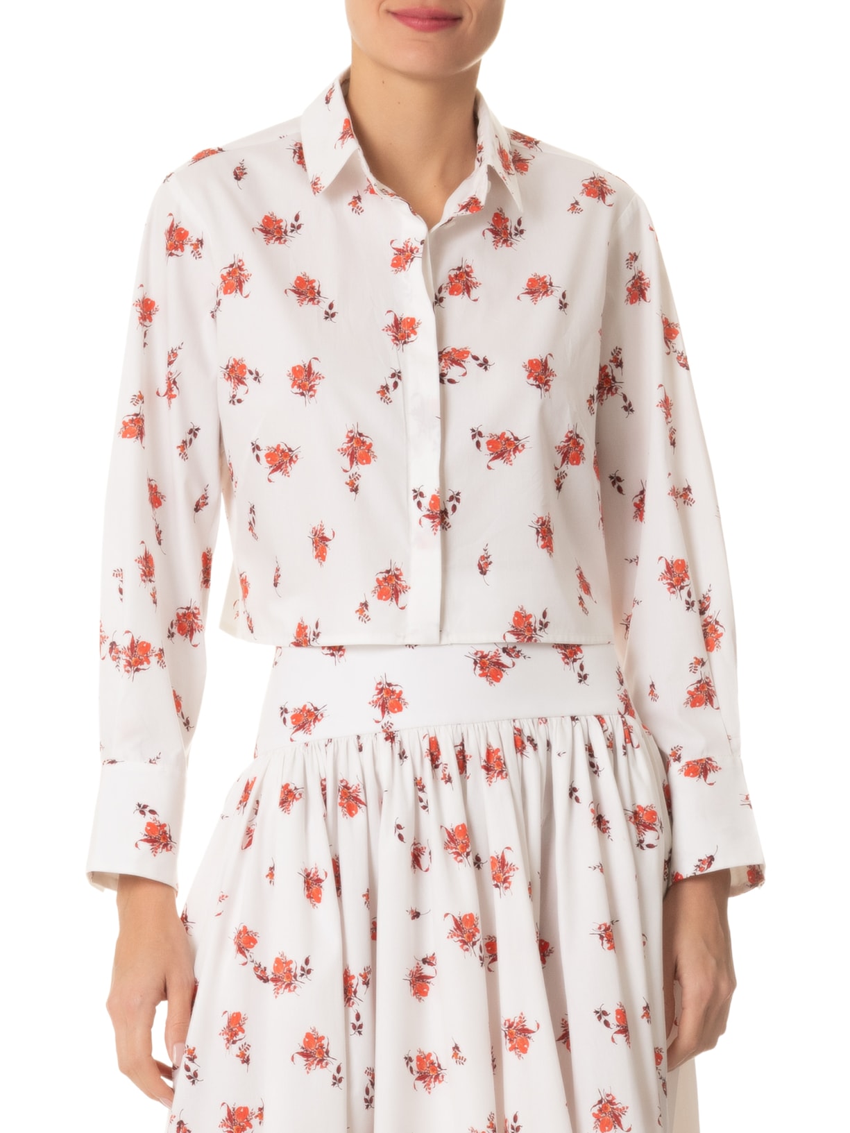 Camisa Feminina Reta Cropped Off White Andrea Marques