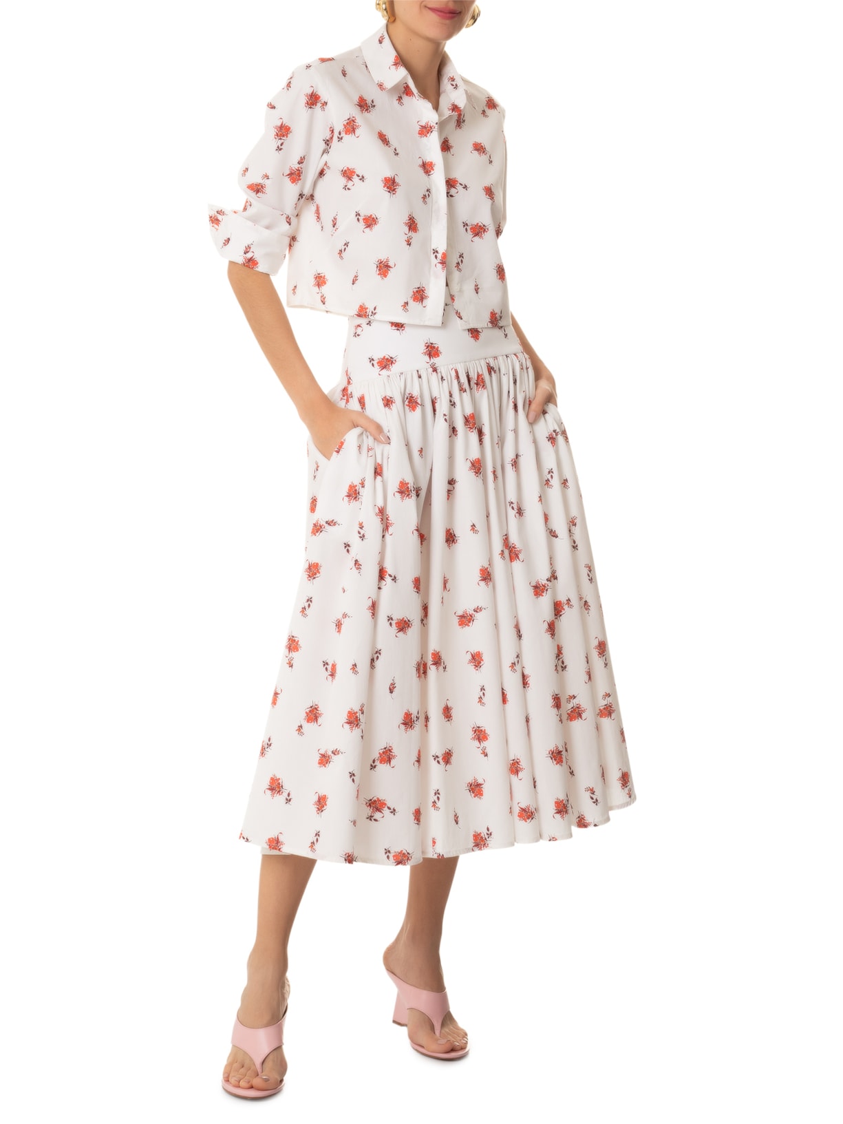Camisa Feminina Reta Cropped Off White Andrea Marques
