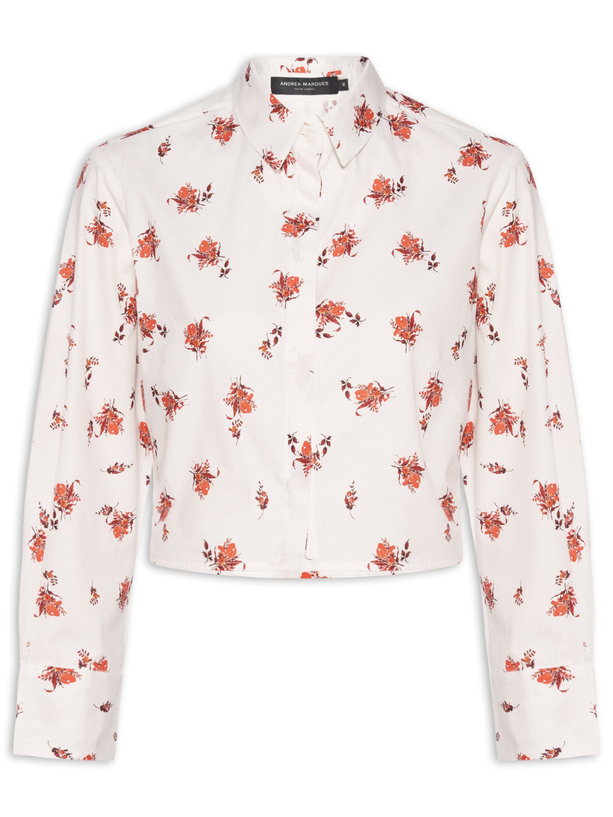 Camisa Feminina Reta Cropped Off White Andrea Marques