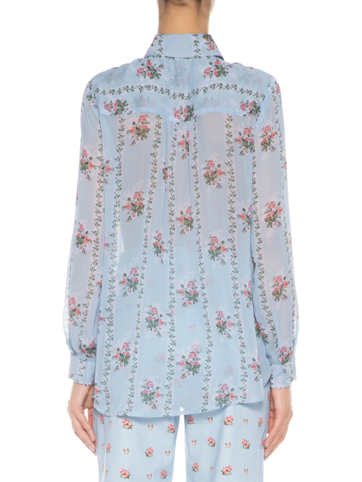 Camisa Feminina Rosas Azul Carol Bassi + Maria Rudge