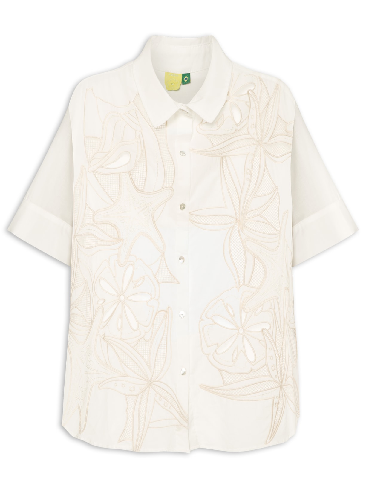 Camisa Feminina Sarja Artesanal Richelieu - Off White