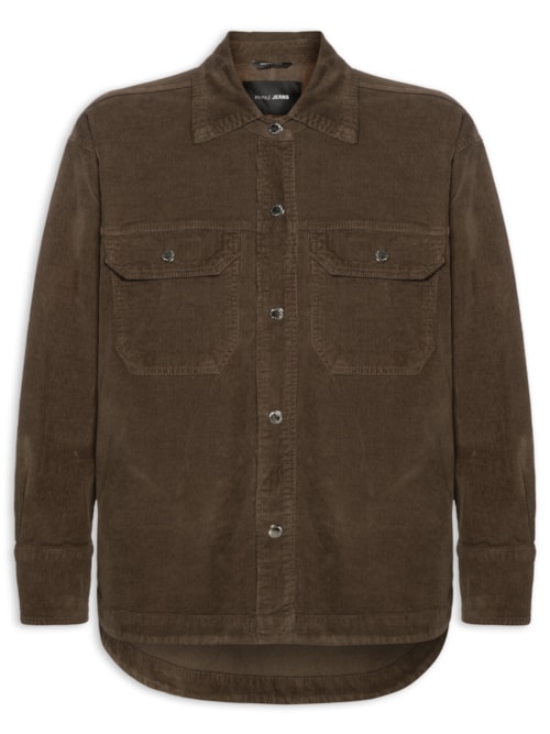 Camisa Feminina Sarja Basic Veludo - Marrom