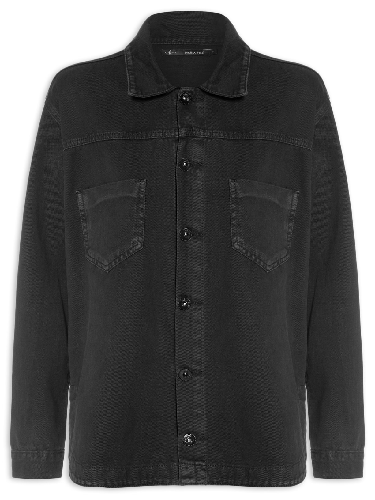 Camisa Feminina Sarja Bolsos - Preto