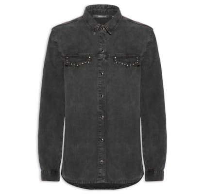 Camisa Feminina Sarja Tachinhas - Preto