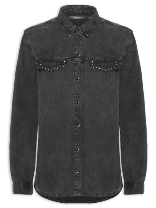 Camisa Feminina Sarja Tachinhas - Preto