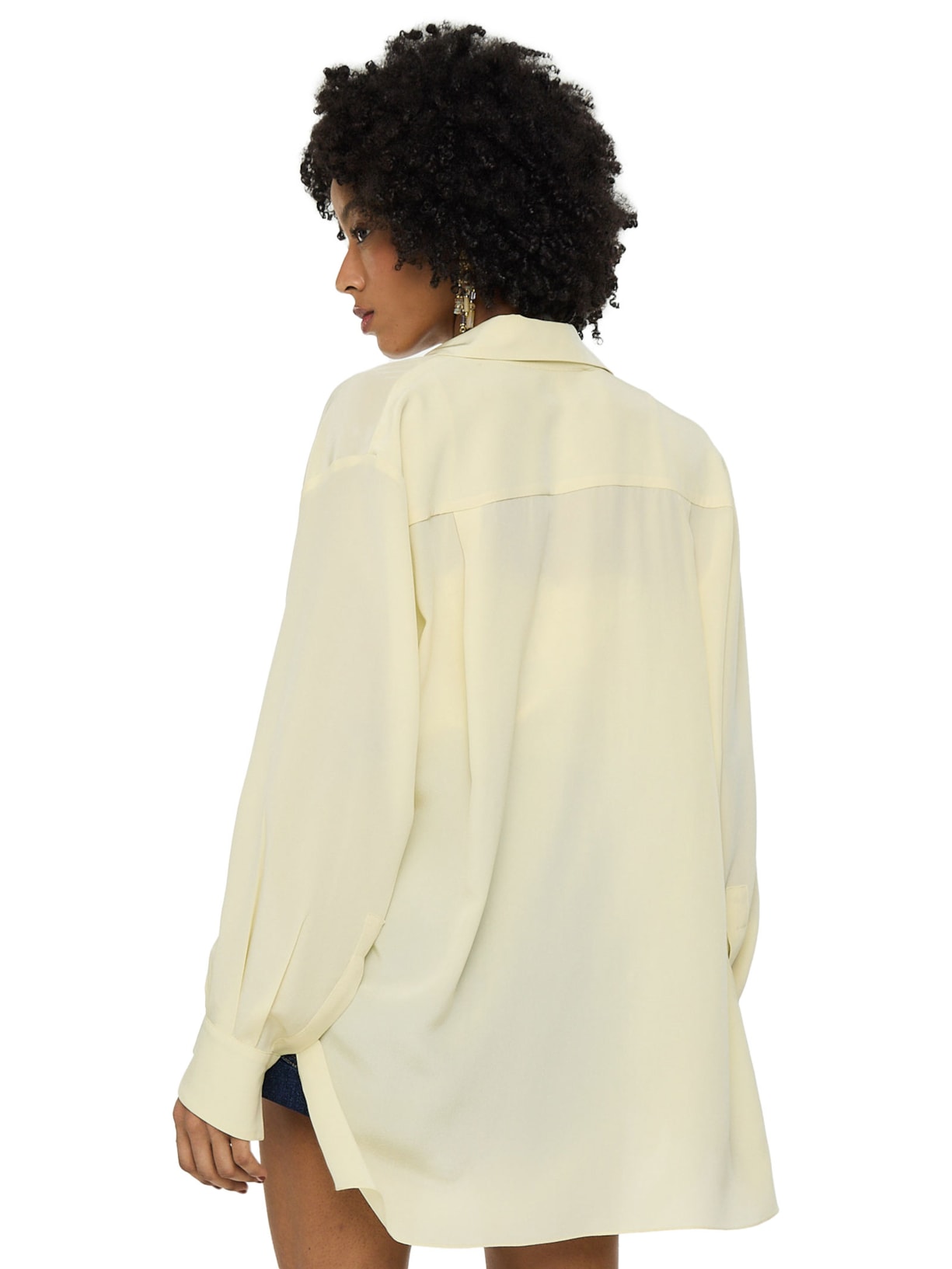 Camisa Feminina Seda Ampla Campo Amarelo Animale