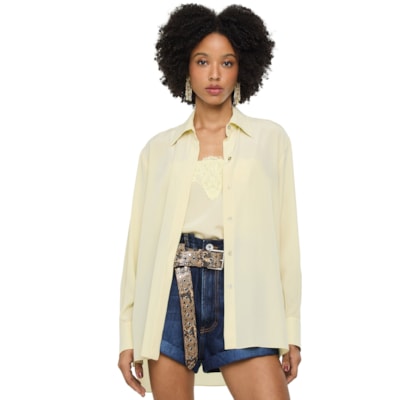 Camisa Feminina Seda Ampla Campo - Amarelo