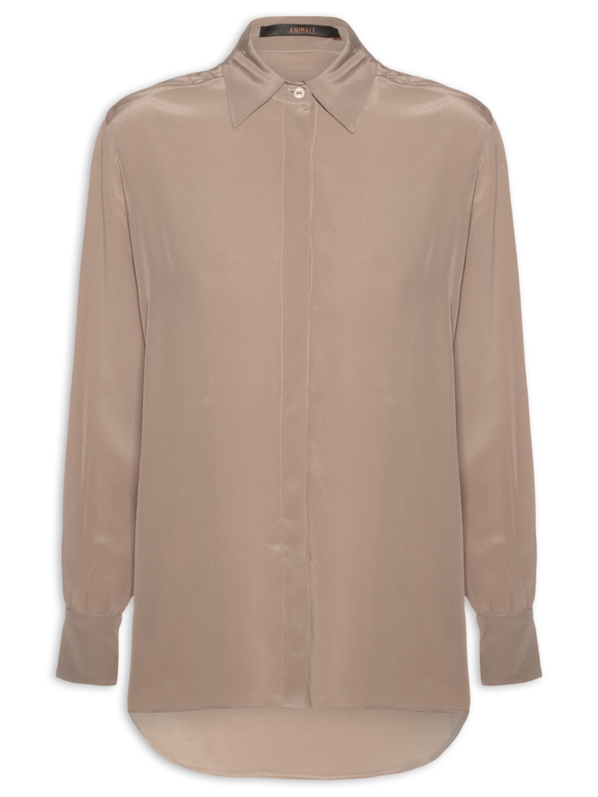 Camisa Feminina Seda Ampla Tassel - Marrom