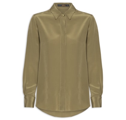 Camisa Feminina Seda Básica Marche Manga Longa - Verde