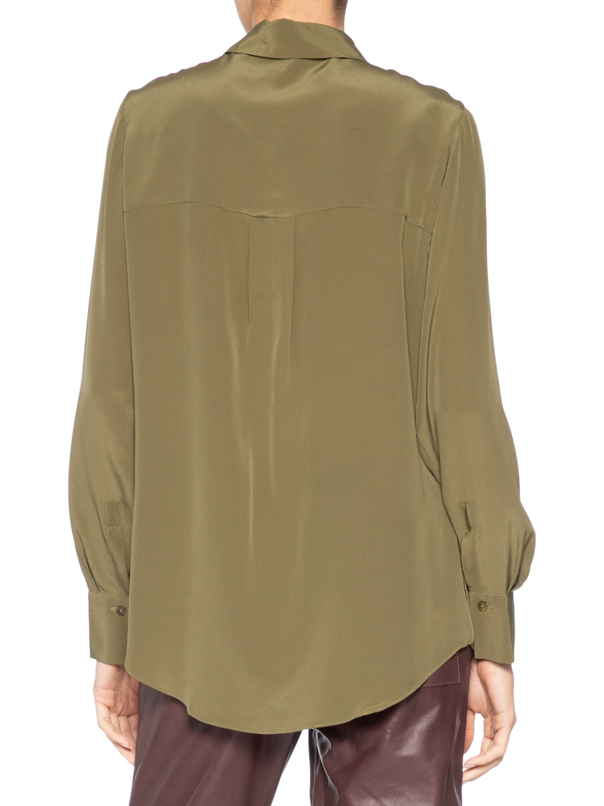 Camisa Feminina Seda Básica Marche Manga Longa Verde Animale