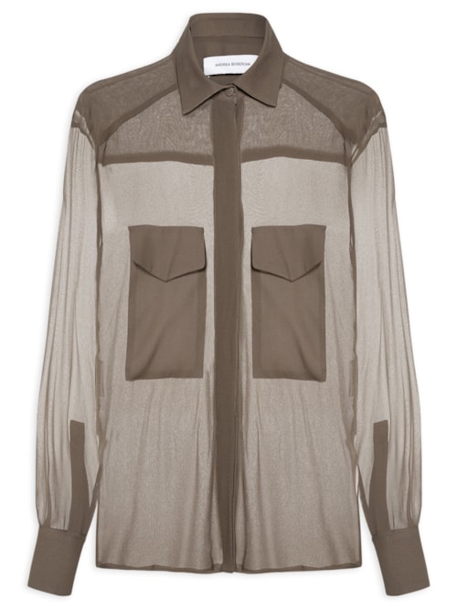 Camisa Feminina Seda Ifye - Marrom